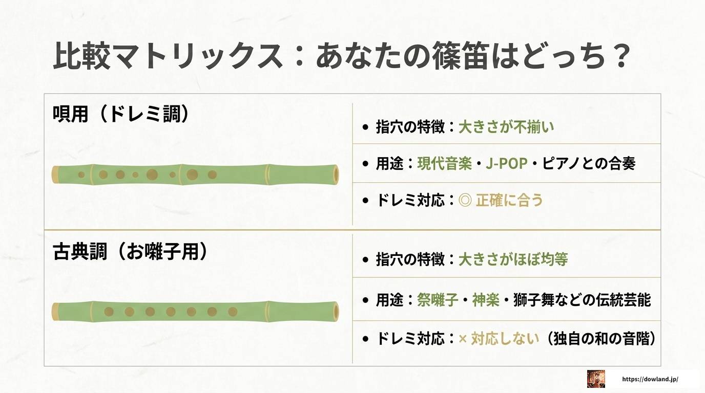 篠笛七本調子の運指表を図解！ドレミ調と古典調の完全ガイド