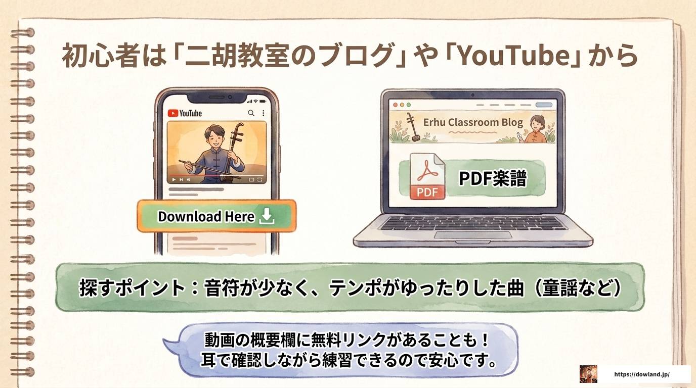 二胡楽譜を無料ダウンロードできる初心者向けサイト完全紹介